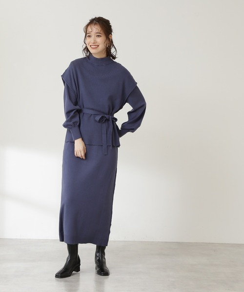 N.（N. Natural Beauty Basic）（エヌエヌナチュラルビューティーベーシック）の「◆ニットベスト＆ワンピースセット（ワンピース・レディース・チャコールグレー/グレイッシュベージュ/ブルー・MEDIUM）」の10枚目の写真