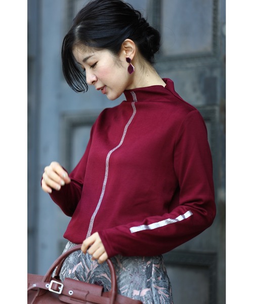 cawaii(カワイイ)の「ダウンの下に着るラインインナー トップス(Tシャツ/カットソー・レディース・ブラック/レッド・M/L)」の6枚目の写真
