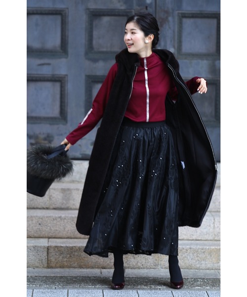 cawaii(カワイイ)の「ダウンの下に着るラインインナー トップス(Tシャツ/カットソー・レディース・ブラック/レッド・M/L)」の3枚目の写真