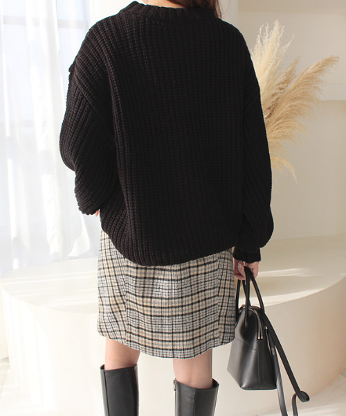 MODE ROBE（モードローブ）の「ウールライクミニスカート（スカート・レディース・チェック/ブラック/ベージュ/ブラウン・FREE）」の7枚目の写真