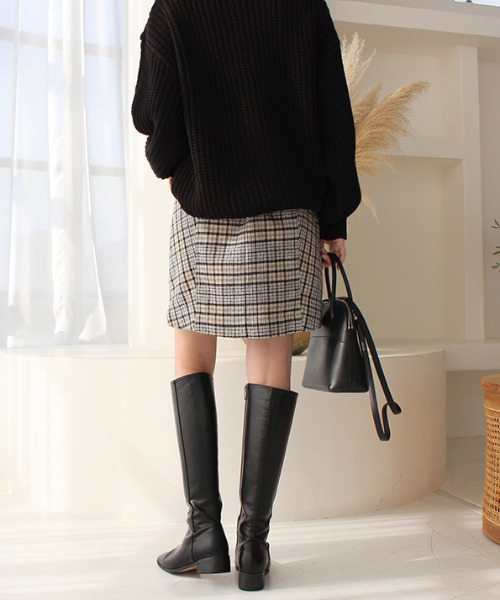 MODE ROBE（モードローブ）の「ウールライクミニスカート（スカート・レディース・チェック/ブラック/ベージュ/ブラウン・FREE）」の10枚目の写真