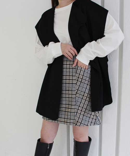 MODE ROBE（モードローブ）の「ウールライクミニスカート（スカート・レディース・チェック/ブラック/ベージュ/ブラウン・FREE）」の12枚目の写真