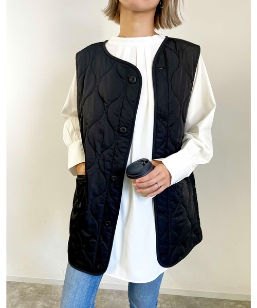 MLI'A（エムリア）の「キルティングベスト／A（ベスト・レディース・カーキ/アイボリー/ブラック・M）」の3枚目の写真