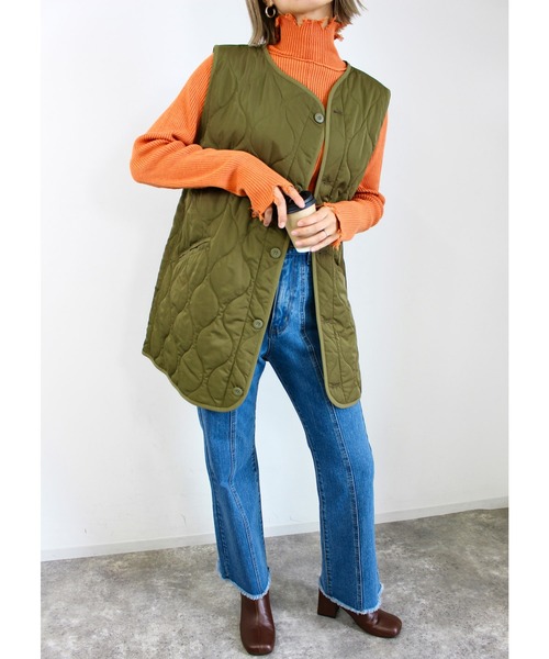 MLI'A（エムリア）の「キルティングベスト／A（ベスト・レディース・カーキ/アイボリー/ブラック・M）」の6枚目の写真