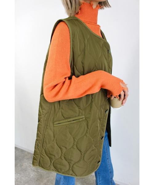 MLI'A（エムリア）の「キルティングベスト／A（ベスト・レディース・カーキ/アイボリー/ブラック・M）」の8枚目の写真