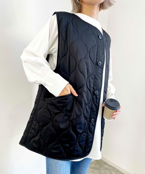 MLI'A（エムリア）の「キルティングベスト／A（ベスト・レディース・カーキ/アイボリー/ブラック・M）」の21枚目の写真