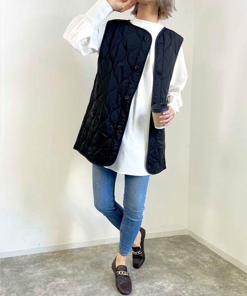 MLI'A（エムリア）の「キルティングベスト／A（ベスト・レディース・カーキ/アイボリー/ブラック・M）」の22枚目の写真