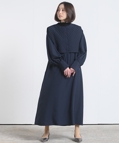 rps（アールピーエス）の「キルティングベストレイヤードワンピース