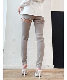 M/W BACKレースクロスデザインカラースキニーパンツ