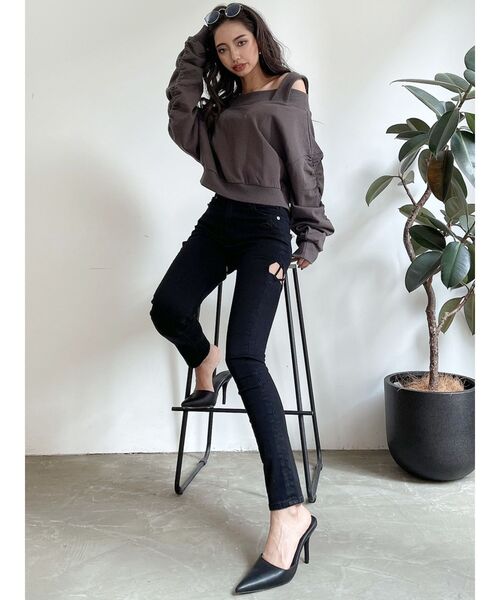 GYDA(ジェイダ)の「M/W BACKレースクロスデザインカラースキニーパンツ(その他パンツ・レディース・ブラック/ベージュ・SMALL/MEDIUM/X-SMALL)」の6枚目の写真