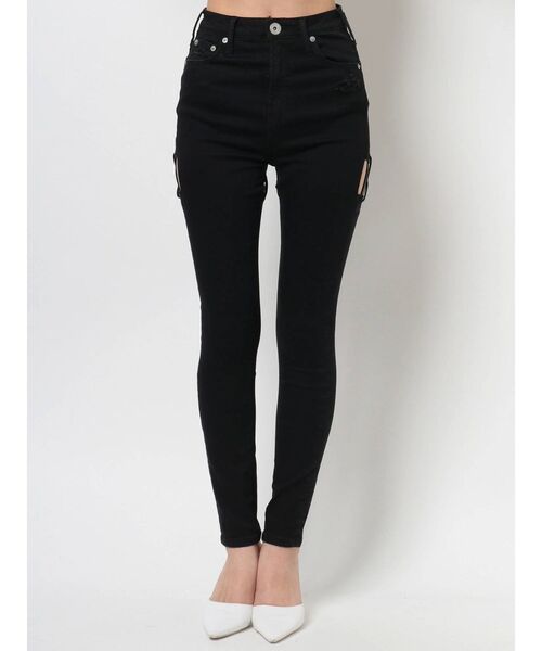 GYDA(ジェイダ)の「M/W BACKレースクロスデザインカラースキニーパンツ(その他パンツ・レディース・ブラック/ベージュ・SMALL/MEDIUM/X-SMALL)」の4枚目の写真