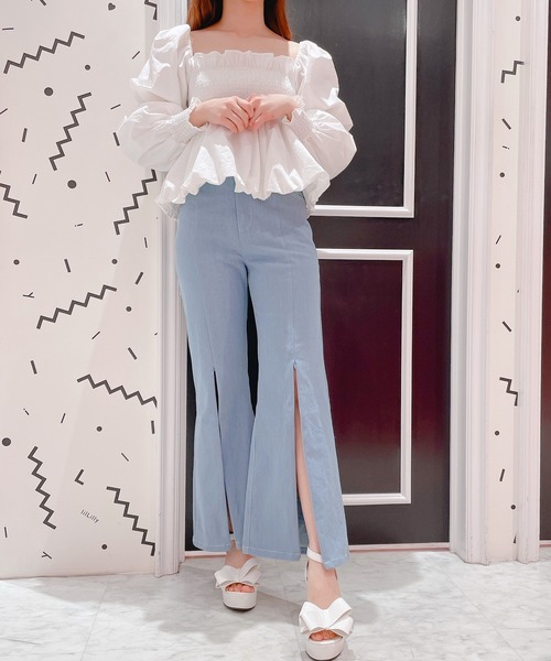 lilLilly（リルリリー）の「スカラップデニムパンツ（デニムパンツ・レディース・ブラック/ブルー/ライトブルー・S/M）」の10枚目の写真