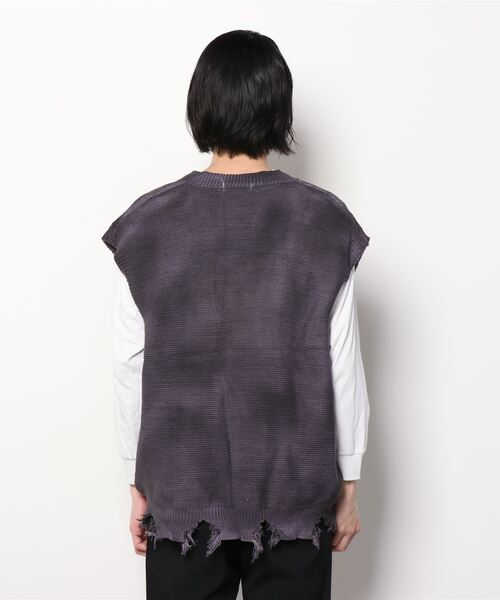 XU（エックスユー）の「【XU/エックスユー】spray washed knit vest/スプレー加工 Vネックニットベスト ダメージニットベスト ニットベスト（ベスト・メンズ・パープル/グレー・ONE SIZE）」の10枚目の写真