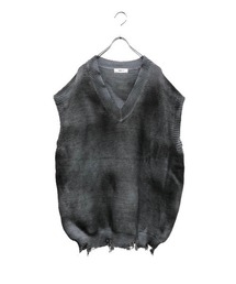 XU | 【XU/エックスユー】spray washed knit vest/スプレー加工 Vネックニットベスト ダメージニットベスト ニットベスト(ベスト)