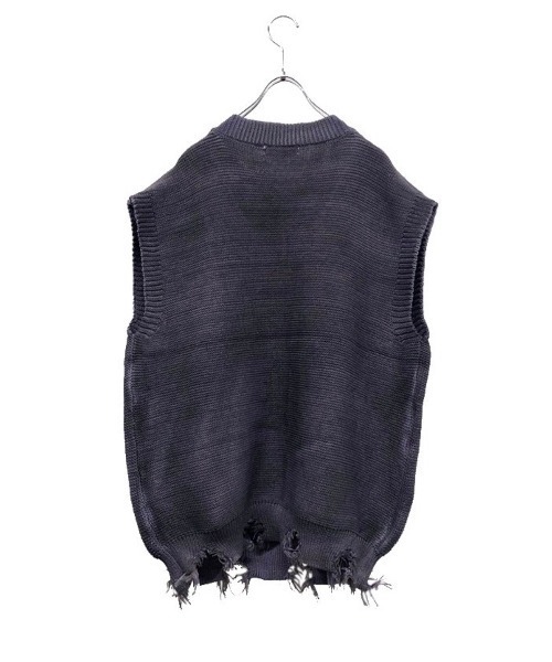 XU（エックスユー）の「【XU/エックスユー】spray washed knit vest/スプレー加工 Vネックニットベスト ダメージニットベスト ニットベスト（ベスト・メンズ・パープル/グレー・ONE SIZE）」の6枚目の写真