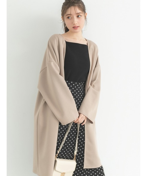 fifth(フィフス)の「ノーカラーオーバーコート(ノーカラーコート・レディース・アイボリー/グレイッシュベージュ・M)」の1枚目の写真