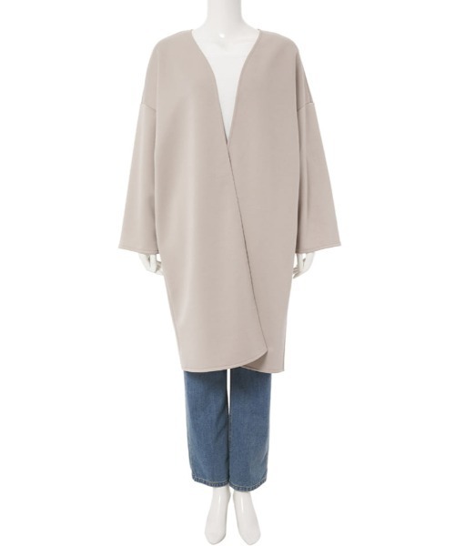 fifth(フィフス)の「ノーカラーオーバーコート(ノーカラーコート・レディース・アイボリー/グレイッシュベージュ・M)」の4枚目の写真