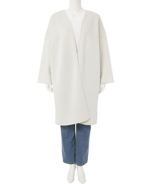 fifth(フィフス)の「ノーカラーオーバーコート(ノーカラーコート・レディース・アイボリー/グレイッシュベージュ・M)」の10枚目の写真