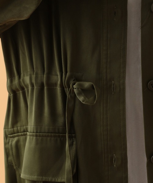 AVIREX（アヴィレックス）の「VINTAGE SATIN LONG SHIRT/ ヴィンテージサテンロングシャツ（シャツワンピース・レディース・ブラック/ベージュ/オリーブ・SMALL/MEDIUM）」の15枚目の写真