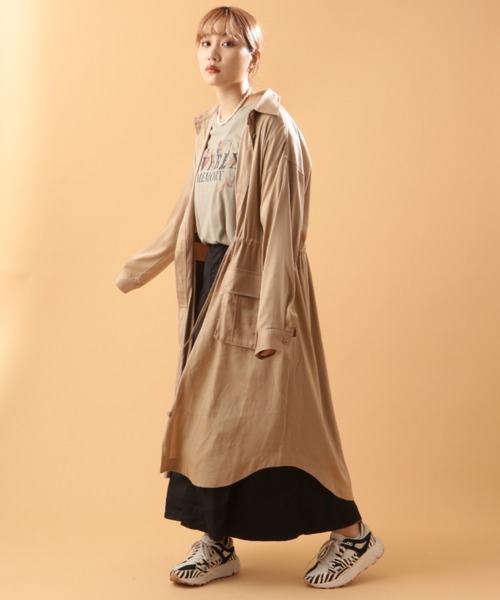 AVIREX（アヴィレックス）の「VINTAGE SATIN LONG SHIRT/ ヴィンテージサテンロングシャツ（シャツワンピース・レディース・ブラック/ベージュ/オリーブ・SMALL/MEDIUM）」の18枚目の写真