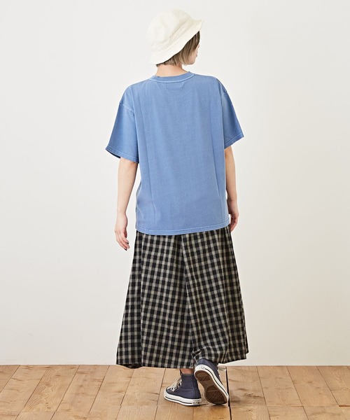 CUBE SUGAR(キューブシュガー)の「天竺カットソーピグメント染半袖グラフィックTシャツ(Tシャツ/カットソー・レディース・チャコールグレー/ベージュ/ピンク/ブルー・M)」の22枚目の写真