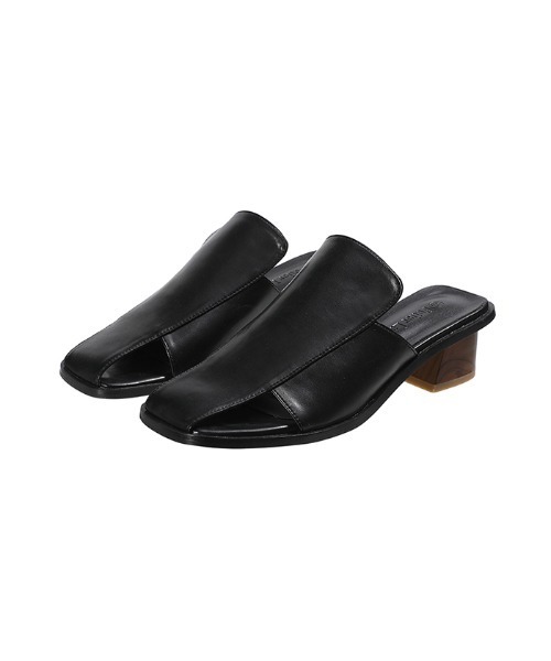 Futier land（フューティアランド）の「スクエアトゥフェイクウッドヒールサンダル（サンダル・レディース・ブラック/アイボリー・40/38/39/36/37）」の22枚目の写真