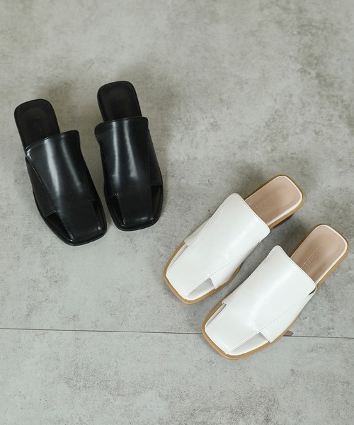 Futier land（フューティアランド）の「スクエアトゥフェイクウッドヒールサンダル（サンダル・レディース・ブラック/アイボリー・40/38/39/36/37）」の19枚目の写真