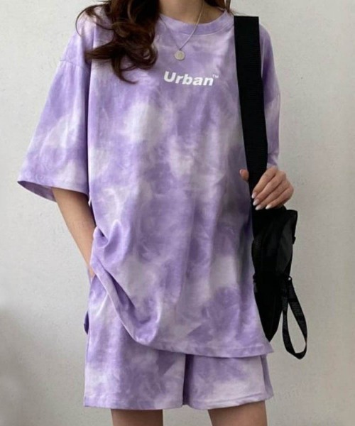 Dalfwin(ダールフィン)の「Urbanタイダイ柄スウェット上下セットアップルームウェア(ルームウェア/パジャマ・レディース・カーキ/ベージュ/パープル/ブルー/チャコールグレー・FREE)」の6枚目の写真