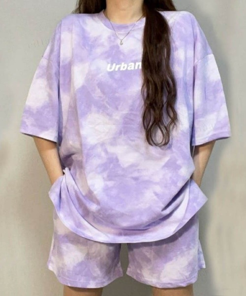 Dalfwin(ダールフィン)の「Urbanタイダイ柄スウェット上下セットアップルームウェア(ルームウェア/パジャマ・レディース・カーキ/ベージュ/パープル/ブルー/チャコールグレー・FREE)」の7枚目の写真