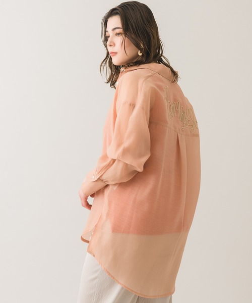 Paradise Picnic（パラダイスピクニック）の「Lallia Mu バックメッセージシアーブラウス（シャツ/ブラウス・レディース・ベージュ/オレンジ・FREE）」の2枚目の写真