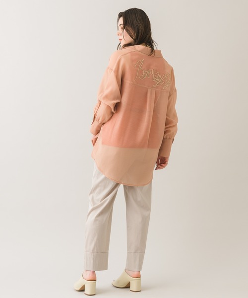 Paradise Picnic（パラダイスピクニック）の「Lallia Mu バックメッセージシアーブラウス（シャツ/ブラウス・レディース・ベージュ/オレンジ・FREE）」の19枚目の写真