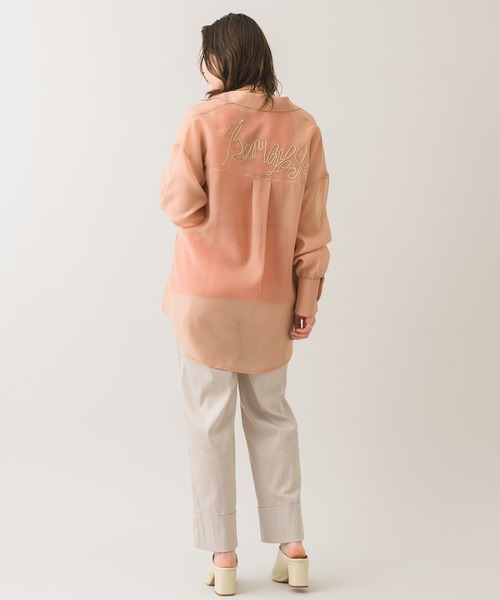 Paradise Picnic（パラダイスピクニック）の「Lallia Mu バックメッセージシアーブラウス（シャツ/ブラウス・レディース・ベージュ/オレンジ・FREE）」の20枚目の写真