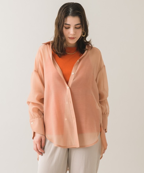 Paradise Picnic（パラダイスピクニック）の「Lallia Mu バックメッセージシアーブラウス（シャツ/ブラウス・レディース・ベージュ/オレンジ・FREE）」の21枚目の写真