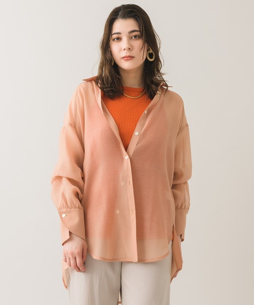 Paradise Picnic（パラダイスピクニック）の「Lallia Mu バックメッセージシアーブラウス（シャツ/ブラウス・レディース・ベージュ/オレンジ・FREE）」の22枚目の写真