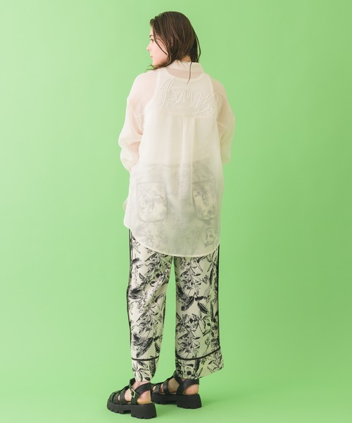 Paradise Picnic（パラダイスピクニック）の「Lallia Mu バックメッセージシアーブラウス（シャツ/ブラウス・レディース・ベージュ/オレンジ・FREE）」の6枚目の写真