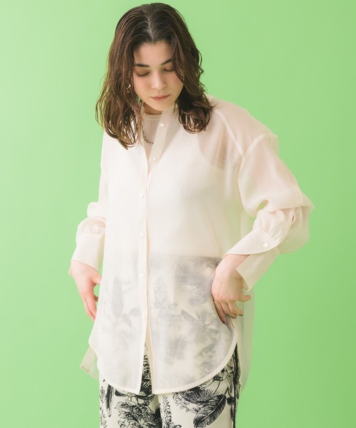 Paradise Picnic（パラダイスピクニック）の「Lallia Mu バックメッセージシアーブラウス（シャツ/ブラウス・レディース・ベージュ/オレンジ・FREE）」の8枚目の写真