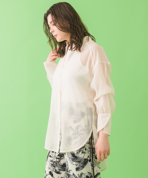 Paradise Picnic（パラダイスピクニック）の「Lallia Mu バックメッセージシアーブラウス（シャツ/ブラウス・レディース・ベージュ/オレンジ・FREE）」の9枚目の写真