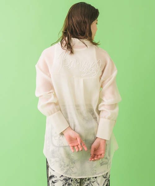 Paradise Picnic（パラダイスピクニック）の「Lallia Mu バックメッセージシアーブラウス（シャツ/ブラウス・レディース・ベージュ/オレンジ・FREE）」の10枚目の写真