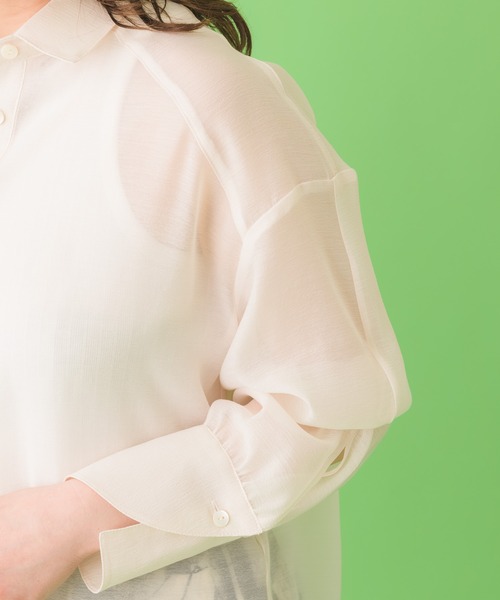 Paradise Picnic（パラダイスピクニック）の「Lallia Mu バックメッセージシアーブラウス（シャツ/ブラウス・レディース・ベージュ/オレンジ・FREE）」の12枚目の写真