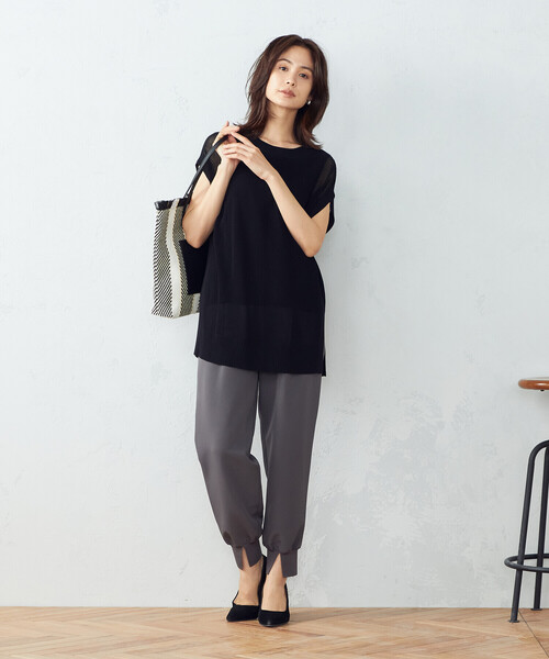 COMME CA ISM（コムサイズム）の「【セットアイテム】　メッシュニット＋タンクトップ（ニット/セーター・レディース・ブラック/ベージュ/カーキ・MEDIUM/LARGE）」の4枚目の写真