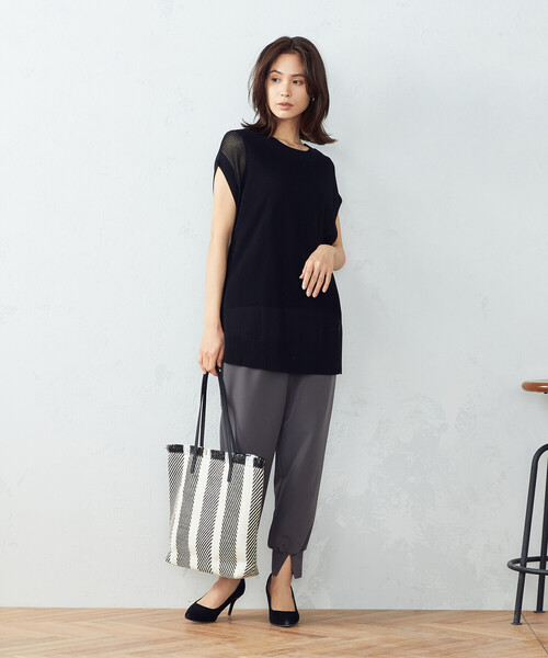 COMME CA ISM（コムサイズム）の「【セットアイテム】　メッシュニット＋タンクトップ（ニット/セーター・レディース・ブラック/ベージュ/カーキ・MEDIUM/LARGE）」の5枚目の写真