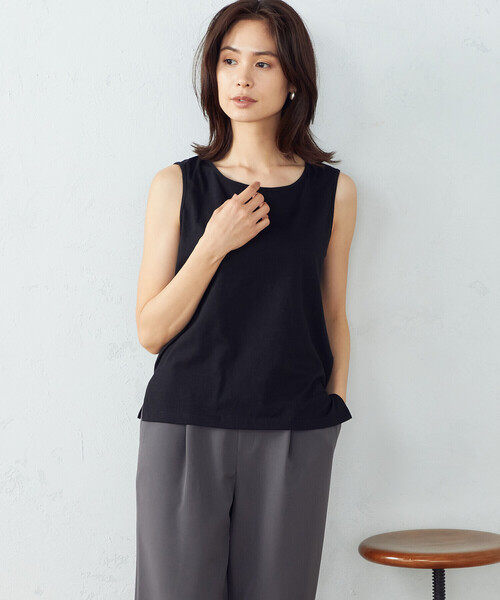 COMME CA ISM（コムサイズム）の「【セットアイテム】　メッシュニット＋タンクトップ（ニット/セーター・レディース・ブラック/ベージュ/カーキ・MEDIUM/LARGE）」の6枚目の写真