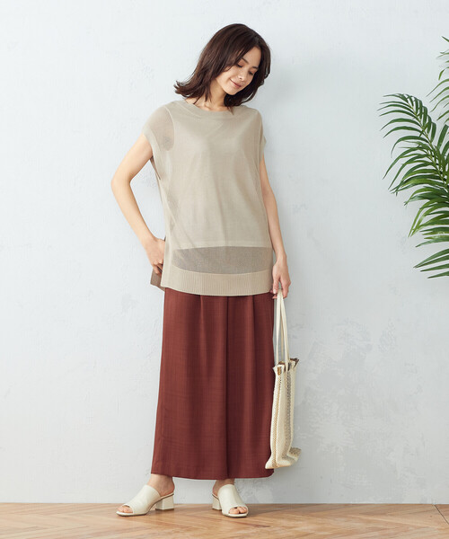 COMME CA ISM（コムサイズム）の「【セットアイテム】　メッシュニット＋タンクトップ（ニット/セーター・レディース・ブラック/ベージュ/カーキ・MEDIUM/LARGE）」の7枚目の写真