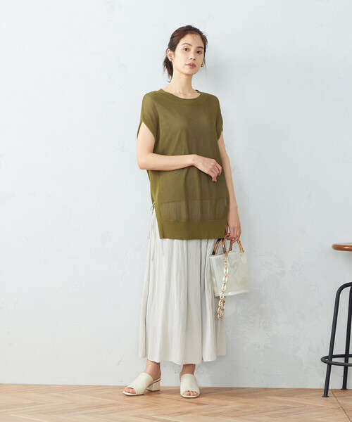 COMME CA ISM（コムサイズム）の「【セットアイテム】　メッシュニット＋タンクトップ（ニット/セーター・レディース・ブラック/ベージュ/カーキ・MEDIUM/LARGE）」の10枚目の写真