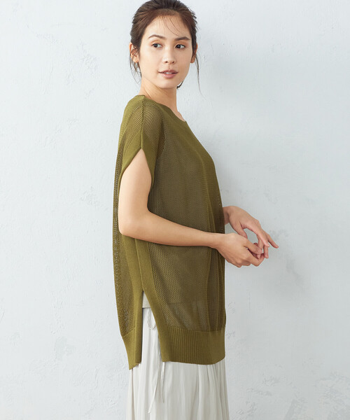 COMME CA ISM（コムサイズム）の「【セットアイテム】　メッシュニット＋タンクトップ（ニット/セーター・レディース・ブラック/ベージュ/カーキ・MEDIUM/LARGE）」の11枚目の写真