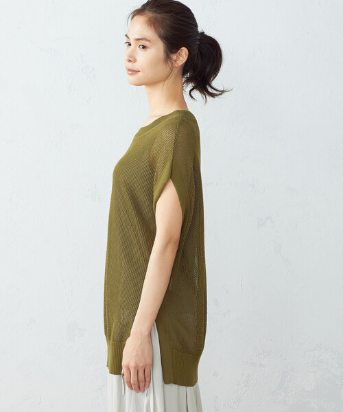 COMME CA ISM（コムサイズム）の「【セットアイテム】　メッシュニット＋タンクトップ（ニット/セーター・レディース・ブラック/ベージュ/カーキ・MEDIUM/LARGE）」の12枚目の写真