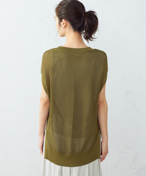 COMME CA ISM（コムサイズム）の「【セットアイテム】　メッシュニット＋タンクトップ（ニット/セーター・レディース・ブラック/ベージュ/カーキ・MEDIUM/LARGE）」の13枚目の写真
