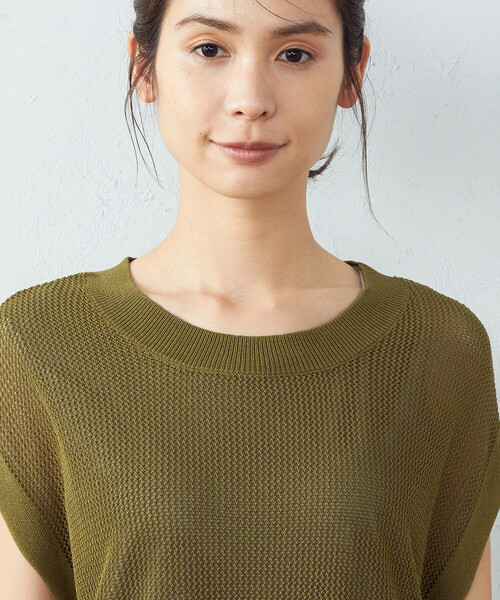 COMME CA ISM（コムサイズム）の「【セットアイテム】　メッシュニット＋タンクトップ（ニット/セーター・レディース・ブラック/ベージュ/カーキ・MEDIUM/LARGE）」の14枚目の写真