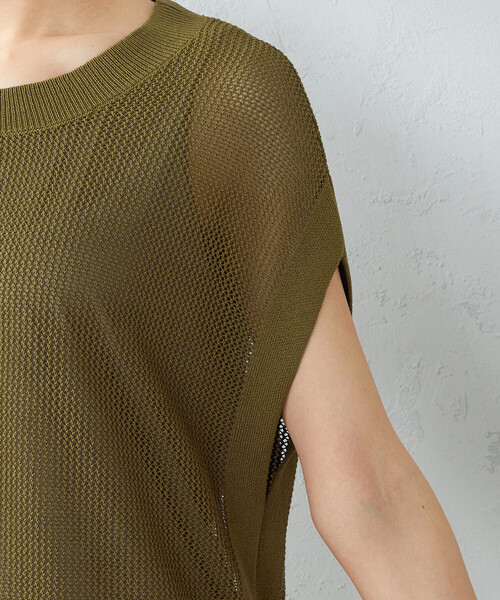 COMME CA ISM（コムサイズム）の「【セットアイテム】　メッシュニット＋タンクトップ（ニット/セーター・レディース・ブラック/ベージュ/カーキ・MEDIUM/LARGE）」の15枚目の写真