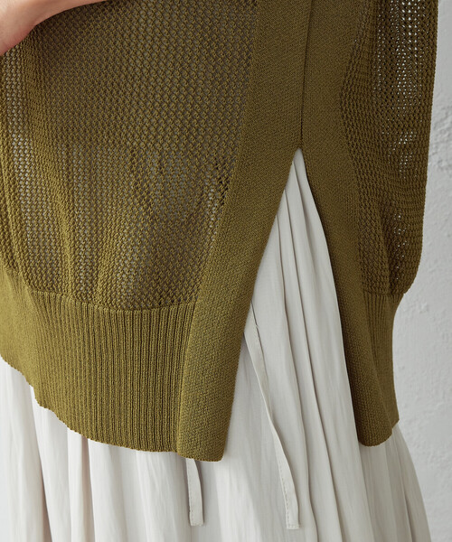 COMME CA ISM（コムサイズム）の「【セットアイテム】　メッシュニット＋タンクトップ（ニット/セーター・レディース・ブラック/ベージュ/カーキ・MEDIUM/LARGE）」の16枚目の写真